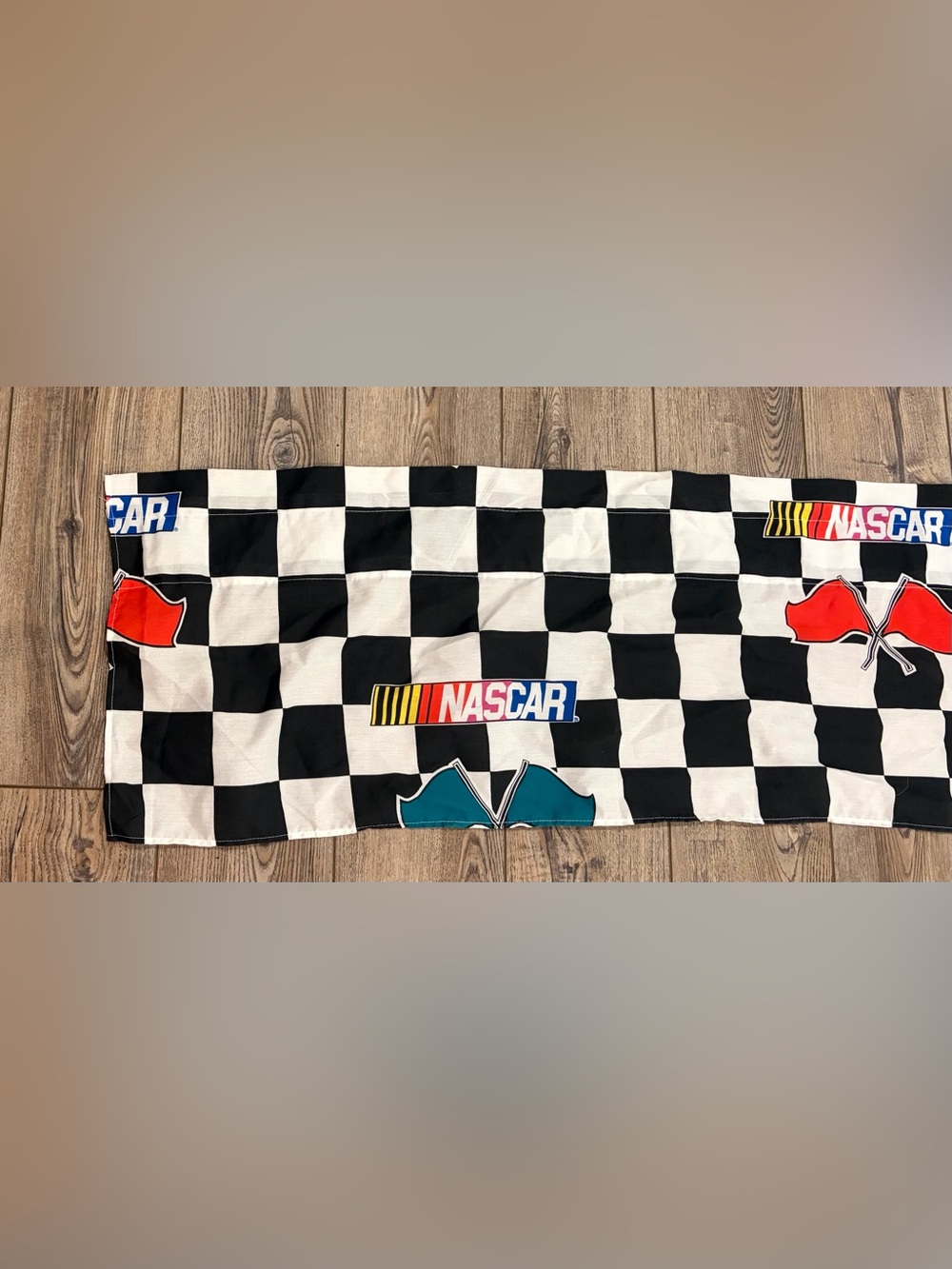 Vintage NASCAR Checkered Flag Curtain Panel Racing Decor 90 Inch Van River - Picture 4 of 8